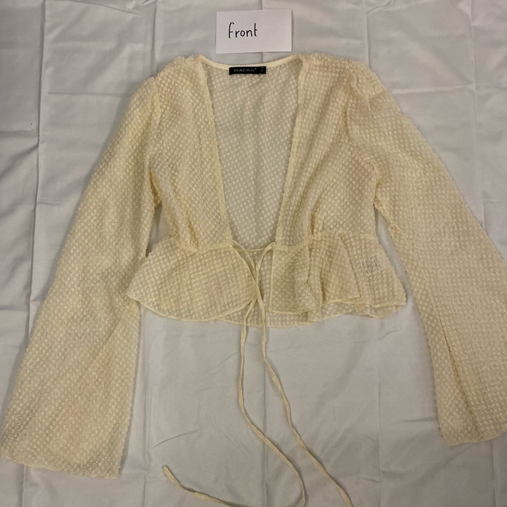 double crazy tie front blouse in a size small